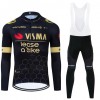 Set Fietsshirt Lange Mouw + Lange Koersbroek 2024 Jumbo-Visma Lease A Bike Zwart